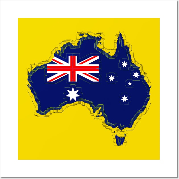 The Australian Map and Flag Wall Art by Highseller